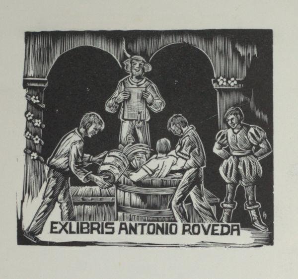 Hauke, Hans. - Exlibris voor Antonio Roveda.