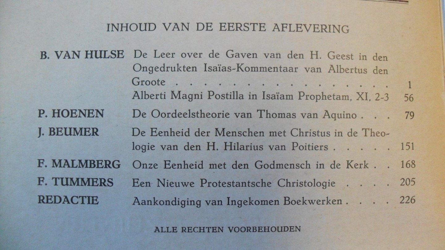 Van Hulse/ Hoenen/ Tummers e.a. - Bijdragen van de Philosophische en Theologische faculteiten der Nederlandsche Jezuieten