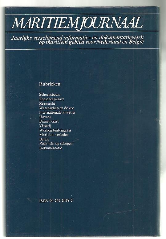 Jong, M. de  (red.) - Maritiem journaal 87 / Jaarlijks verschijnend informatie- en documentatiewerk op maritiem gebied voor Nederland en België