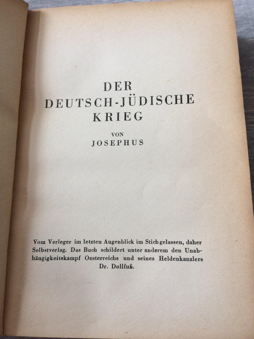 Josephus - Der deutsch judische krieg ,1935