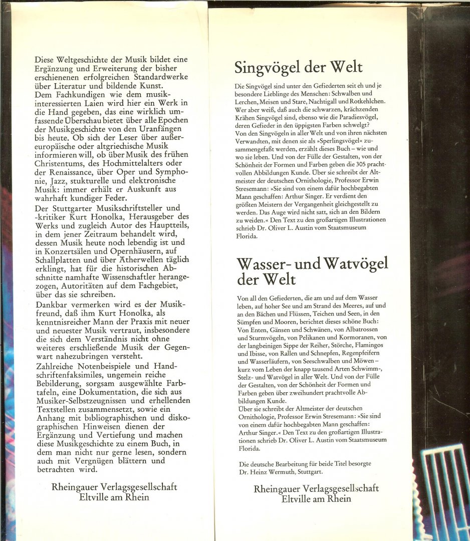 Honolka, Kurt und Kurt Reinhard mit Lukas Richter & Bruno Stablien  + Hans Engel  und Paul Nettl - Weltgeschichte der Musik. (500 Abbildungen und Notenbeispiele, 30 Farbtafeln)