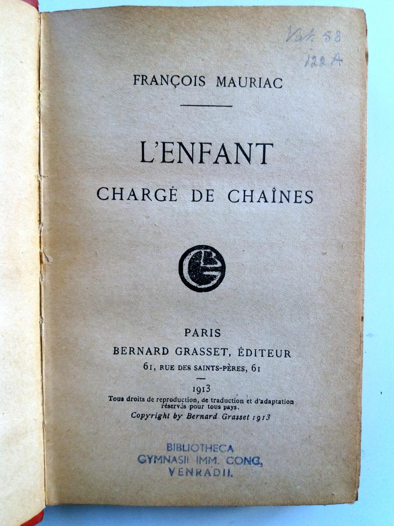 Mauriac, François - L'enfant charge de chaines (FRANSTALIG)