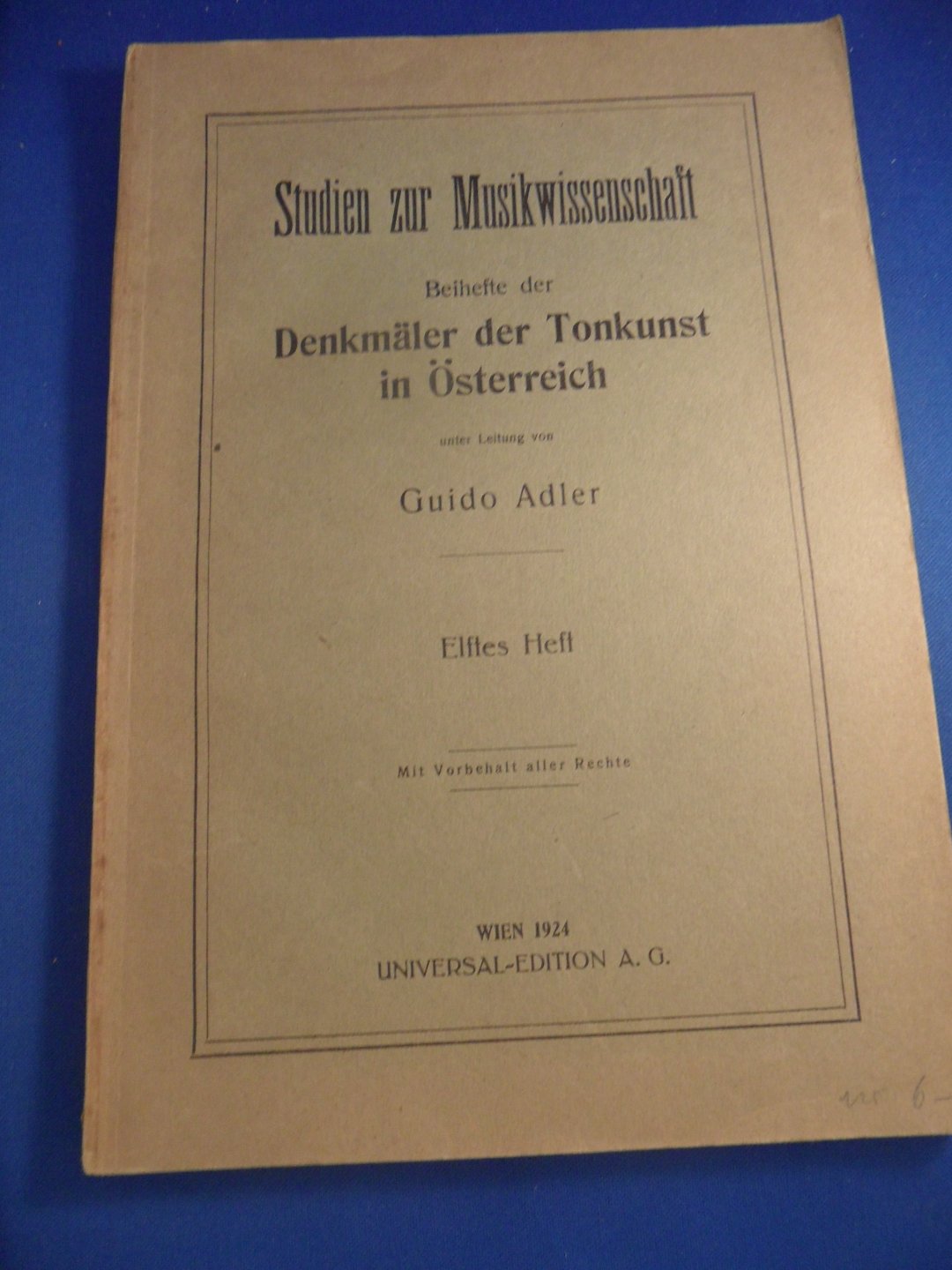 Adler, Guido - Beihefte der Denkmäler der Tonkunst in Österreich