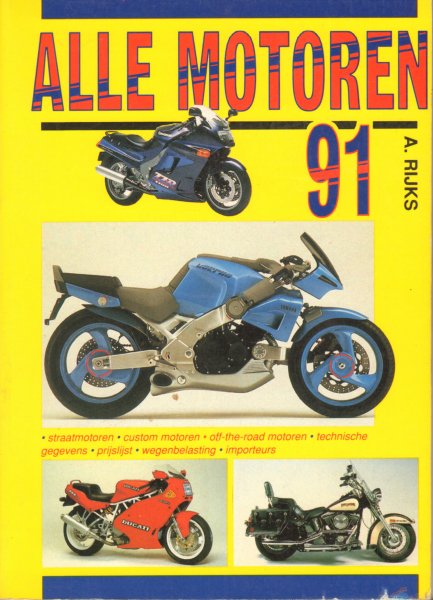 Rijks, A. - Alle Motoren 1991, 191 pag. kleine paperback, Alk nr. 866, goede staat