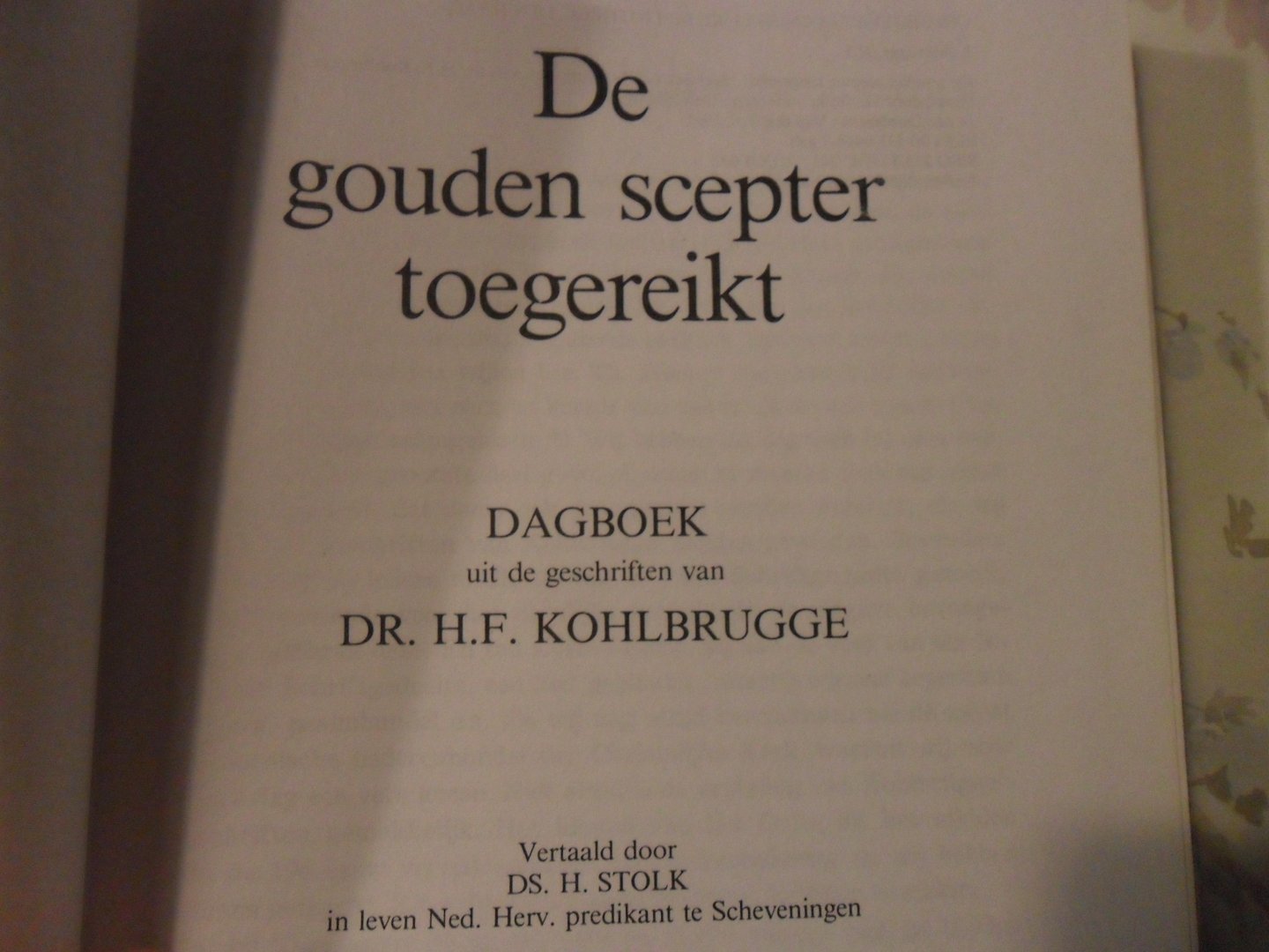 Kohlbrugge H.F. - de gouden scepter toegereikt