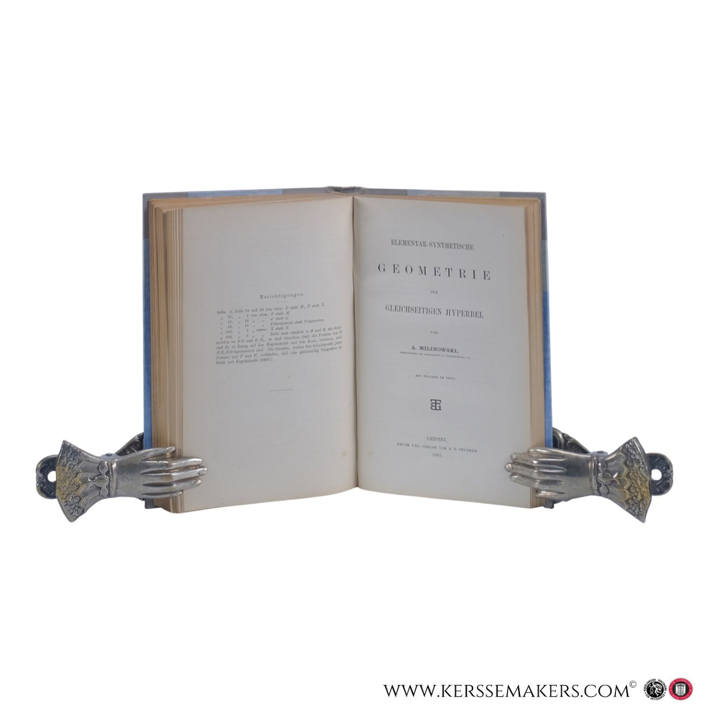 Milinowski, A. - Elementar-synthetische Geometrie der Kegelschnitte. Mit Figuren im Text. & Elementar-synthetische Geometrie der Gleichseitigen Hyperbel [2 books in 1 binding].