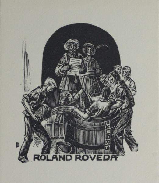 Hauke, Hans. - Exlibris voor Roland Roveda.