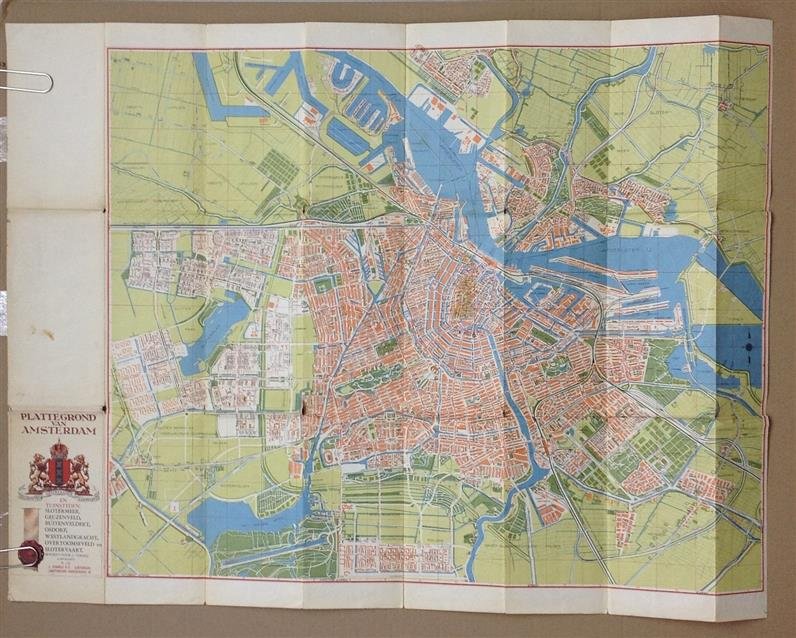 Vermeij, J. - plattegrond van Amsterdam en tuinsteden Slotermeer, Geuzenveld, Buitenveldert, Osdorp, Westlandgracht, Overtoomseveld en Slotervaart.