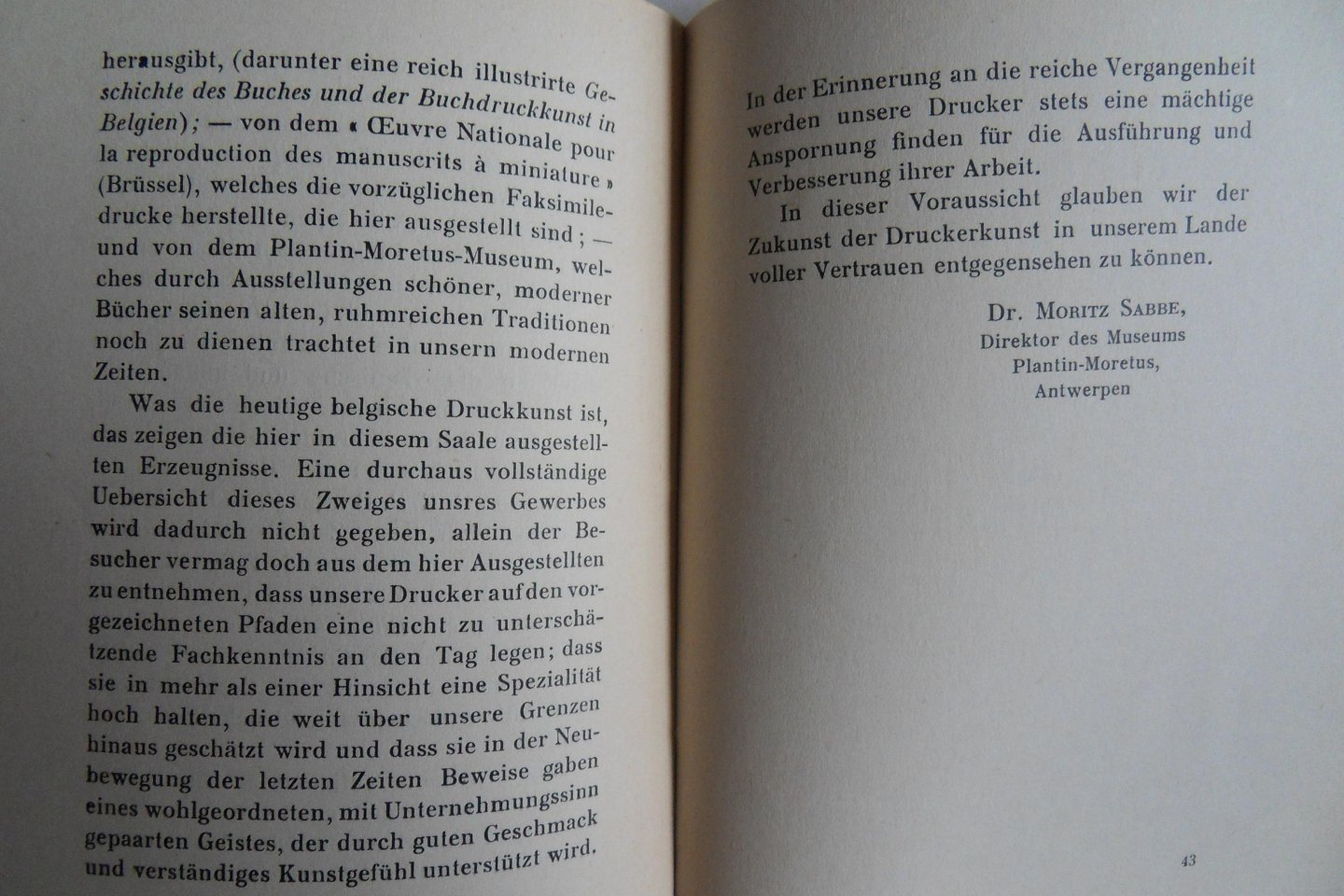 Sabbe, dr. Moritz. [ direkteur van het Museum Plantijn - Moretus in Antwerpen ]. - Die Buchdruckerskunst in Belgien. - Eine Einleitung in die Belgische Abteilung der Kölner Pressa-Ausstellung. [ Waarschijnlijk Beperkte Oplage ].