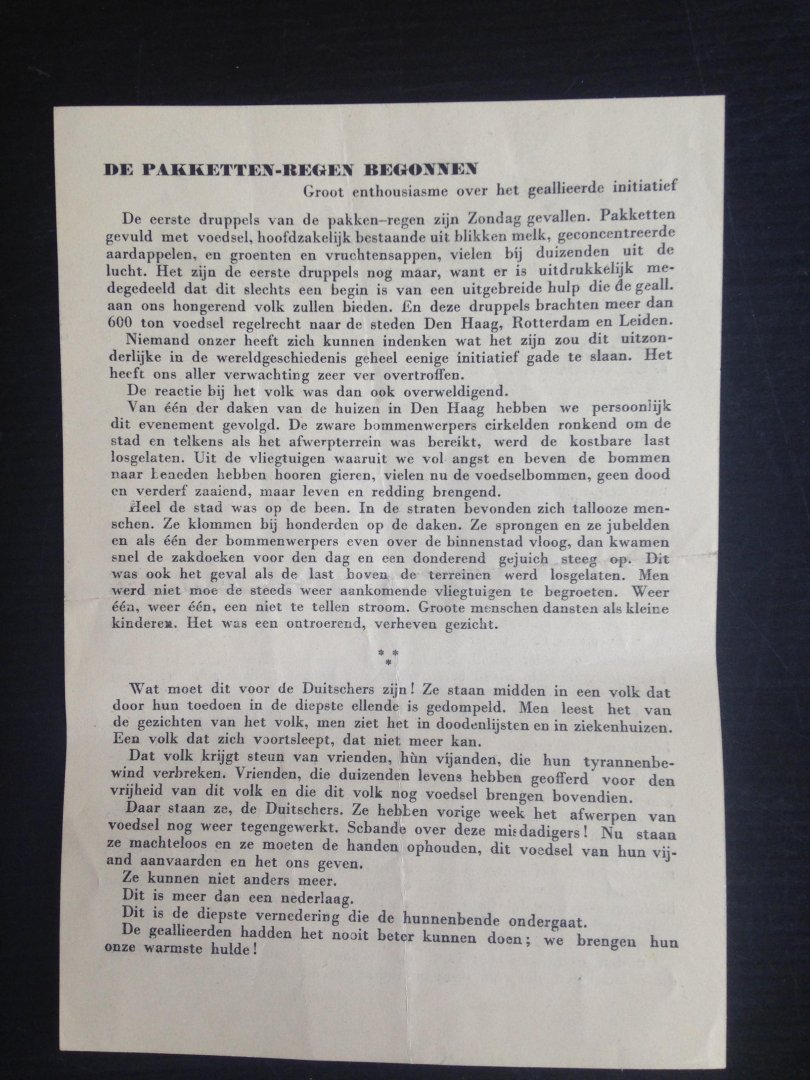 Oorlogskrant - Dagblad Trouw, Speciale uitgave voor Rotterdam en Omstreken