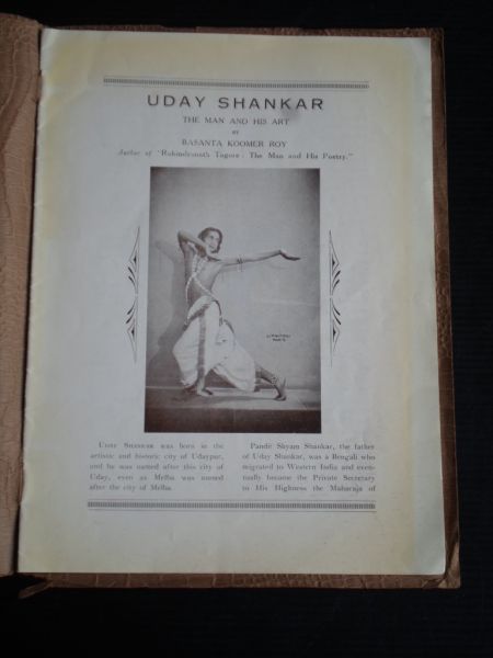 Basanta Koomer Roy - Brochure Uday Shankar and his Company of Dancers and Musicians