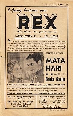 MATA HARI - De film Mata Hari. Programma CINEAC, Den Haag, 7-13 Juli 1939.
