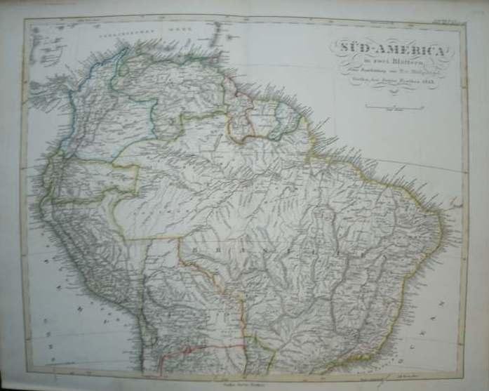 antique map (kaart). - Sud-America (Antique map of the northern part of South America: (Brasil, Guyana, Venezuela, Bolivia, Suriname).