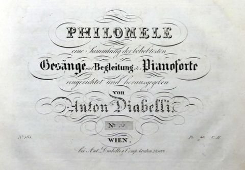 Rossini, G.: - [Kopftitel:] Recit. und Cavatina für eine Altstimme (Elena, oh tu ch`io chiamo) (Höre mich, o kehre wieder) aus der Oper La Donna del Lago mit Begleitung des Pianoforte (Philomele. Eine Sammlung der beliebtesten Gesänge mit Begleitung des Pian...
