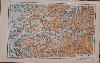 antique map (kaart). - Sognefjord. (Norway).