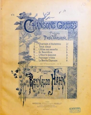 Hahn, Reynaldo: - Chansons grises. Poésies de Paul Verlaine, No. V: L`heure exquise