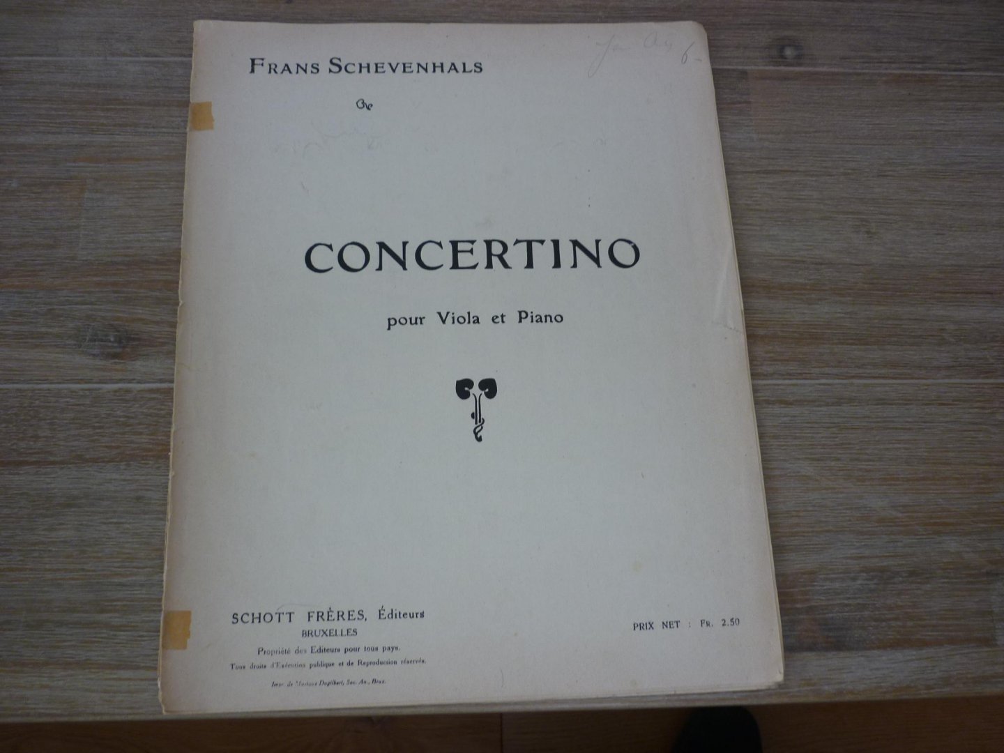 Schevenhals; Frans - Concertino, pour Viola et Piano