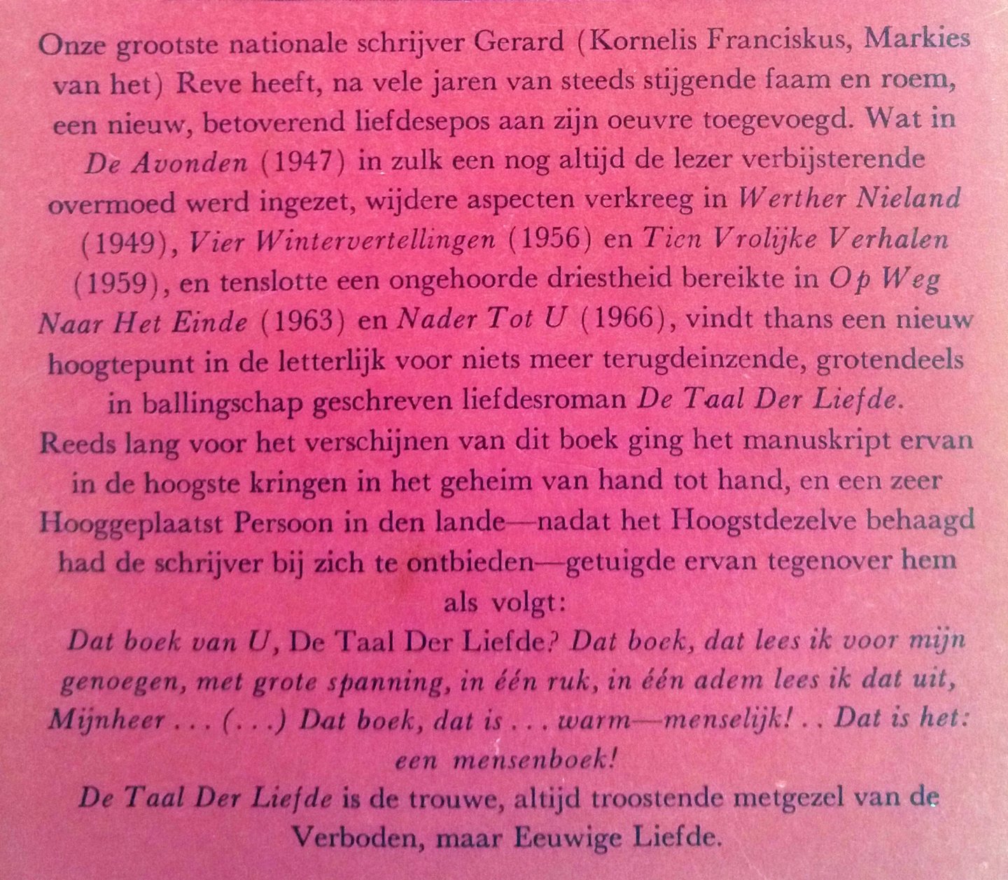 Reve, Gerard Kornelis van het - De Taal der Liefde