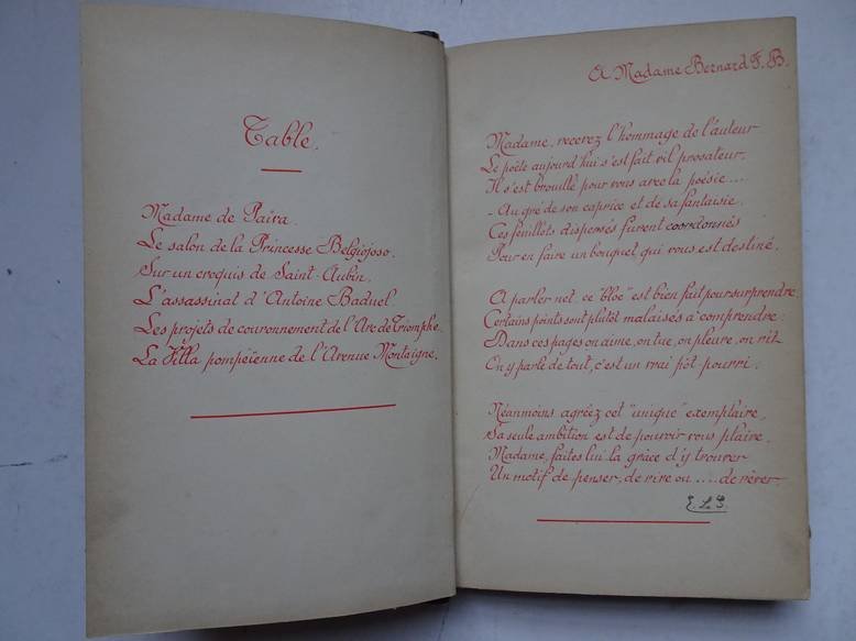 Senne, Emile le. - Madame de Païva; ; étude de psychologie et d'histoire/ L'Assassinat d'Antoine Baduel aux Champs-Élysées (13-14 Septembre 1792)/ Les projets de couronnement de l'Arc de Triomphe de l'étoile (avec la reproduction des projets de Barre, Blouet, F...