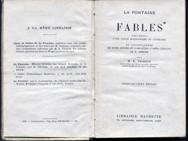 Fontaine, La - Fables. (ann. Thirion)