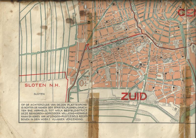 Anoniem (volgens beeldbank Stadsarchief Amsterdam: H. Schut) - Postkaart van Amsterdam. Aangevende de indeeling in besteldistricten