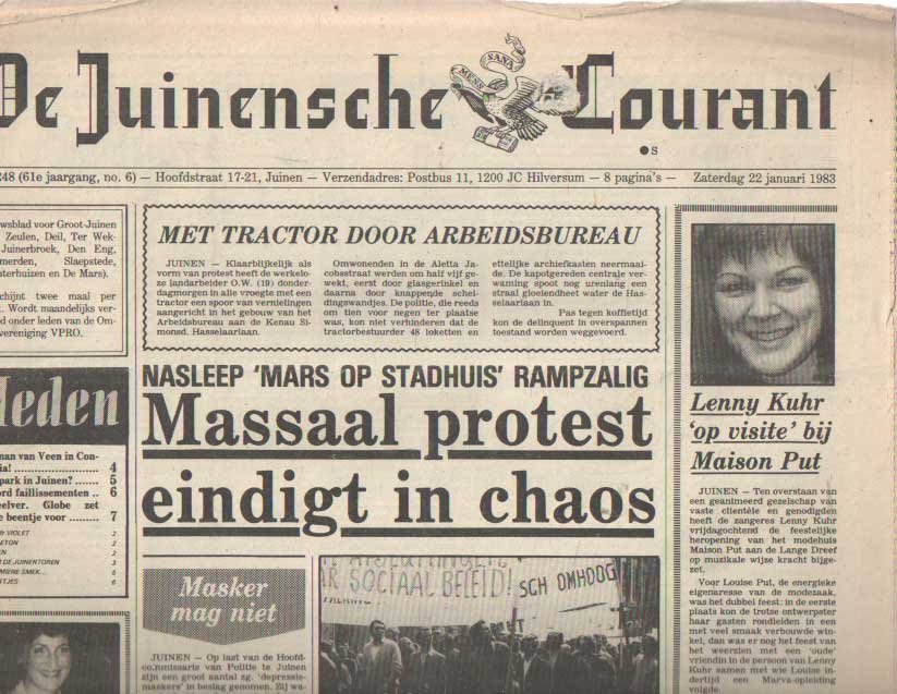 Kooten, Kees van & Wim de Bie - De Juinensche Courant. 61e jaargang, no. 6 zaterdag 22 januari 1983
