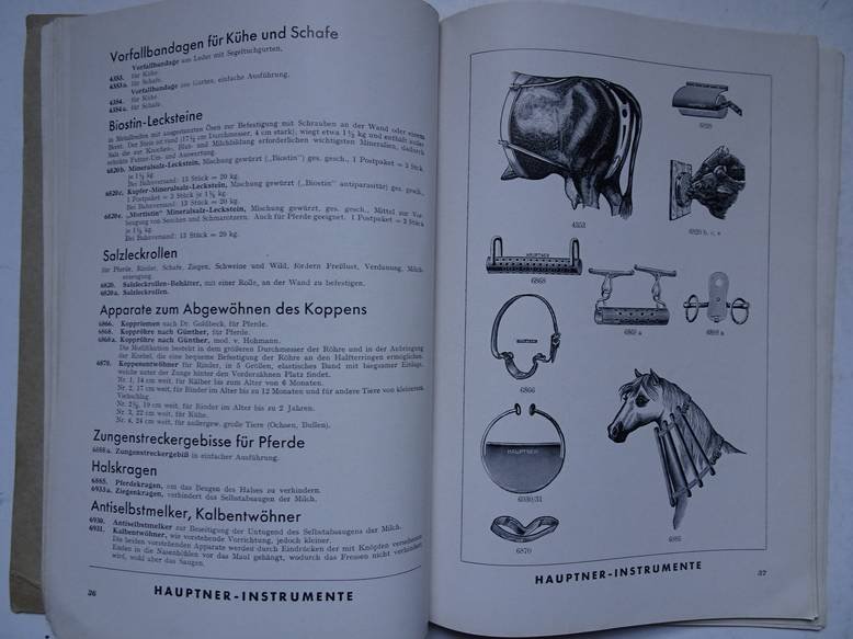 N.n.. - H. Hauptner Berlin. Tierzucht Tierpflege. Sonderkatalog C über Instrumente und Geräte zur Tierzucht und Tierpflege.