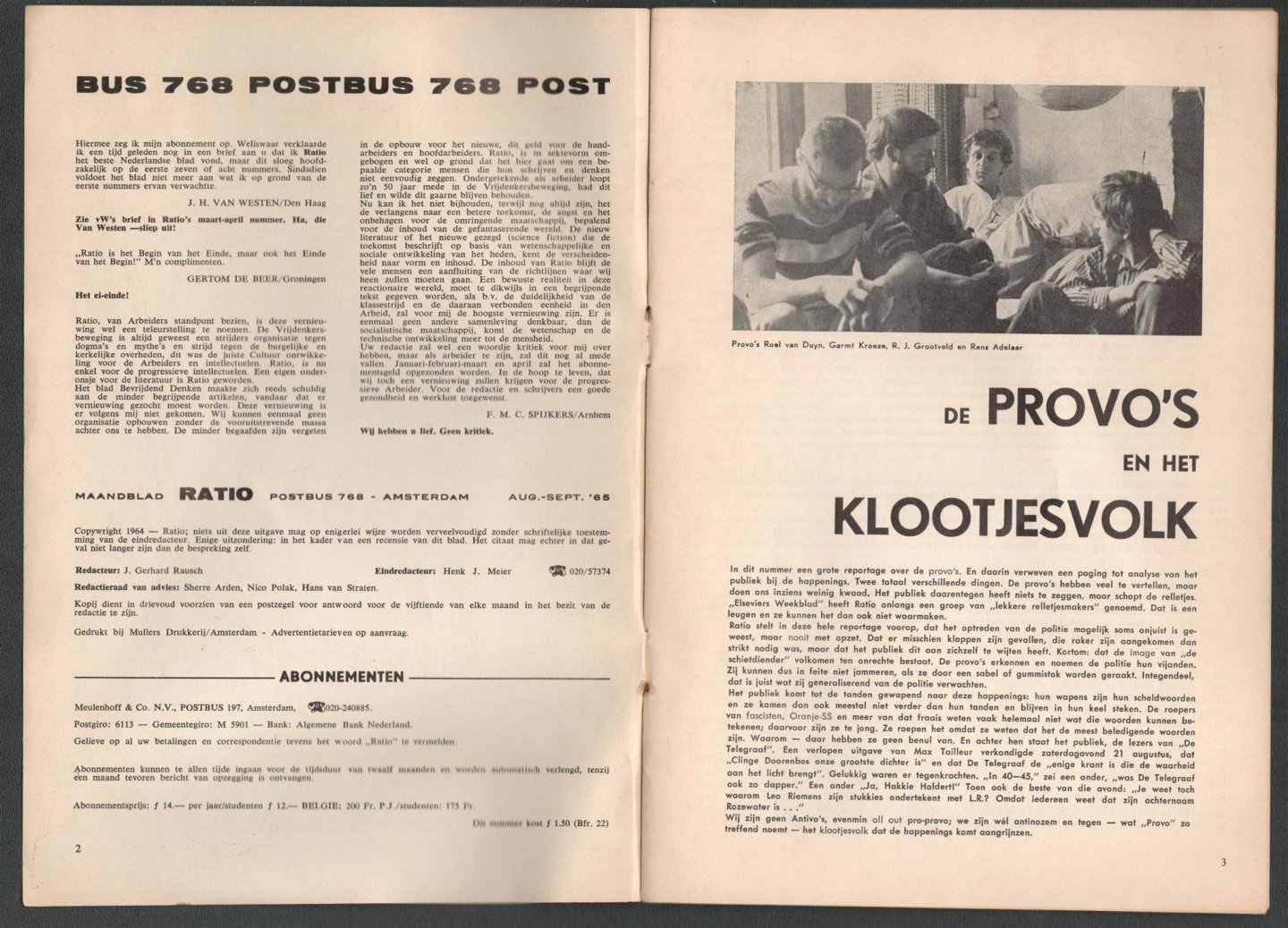 n.n - literair maandblad - Ratio (Amst.). - Provo BVD = Jaargang II no 6 Augustus 1965