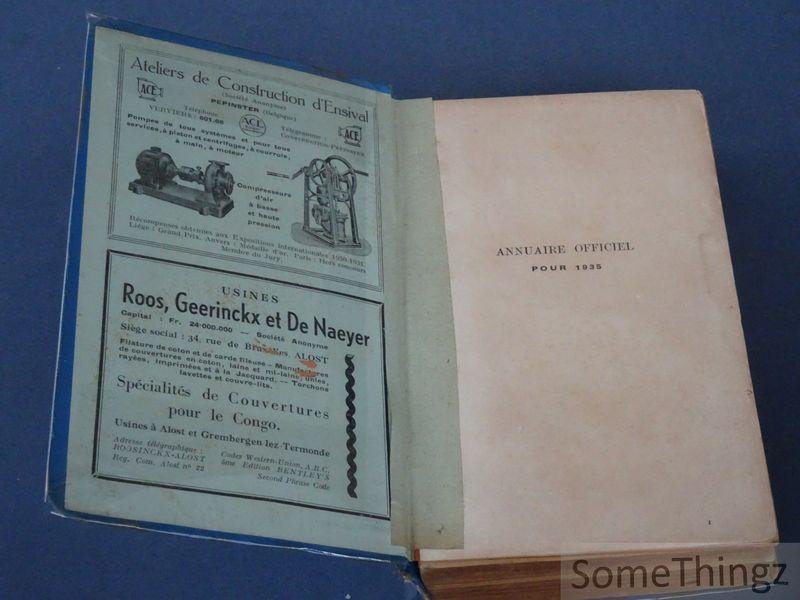 N/A. - Ministère des colonies  / [ministère du Congo belge et du Ruanda-Urundi] - Ministère des colonies. Annuaire officiel 1935. [Congo-Belge et Ruanda-Urundi]