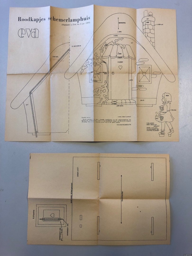 Eva-knutselredactie - Roodkapjes schemerlamphuis (afgebeeld in Eva No 3 van 1959)