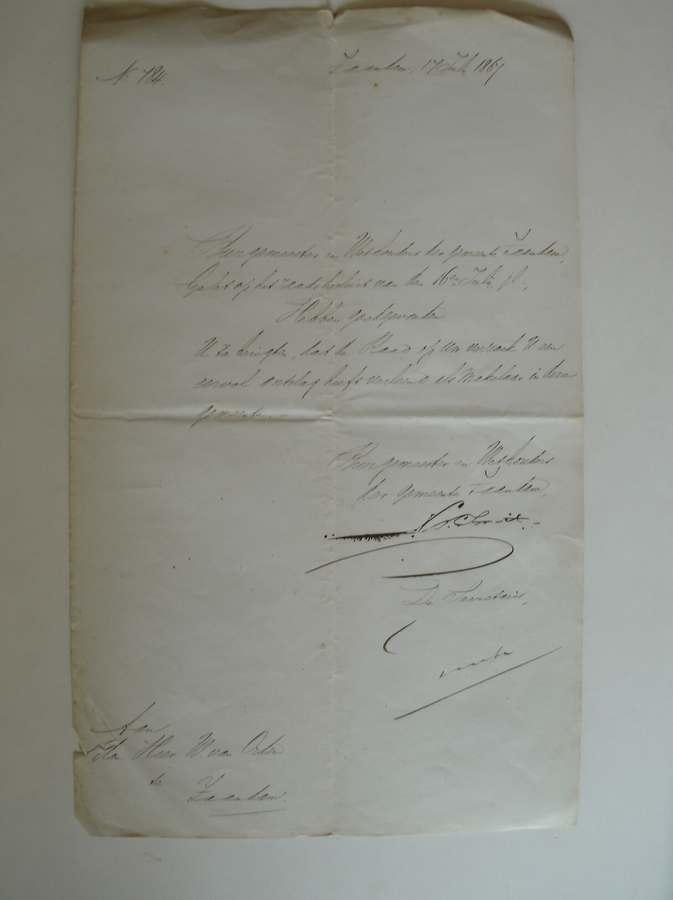 (genealogie, zaanstreek). - (van Orden family). Brief van de Burgemeester en wethouders betreffende zijn ontslag als makelaar te Zaandam.