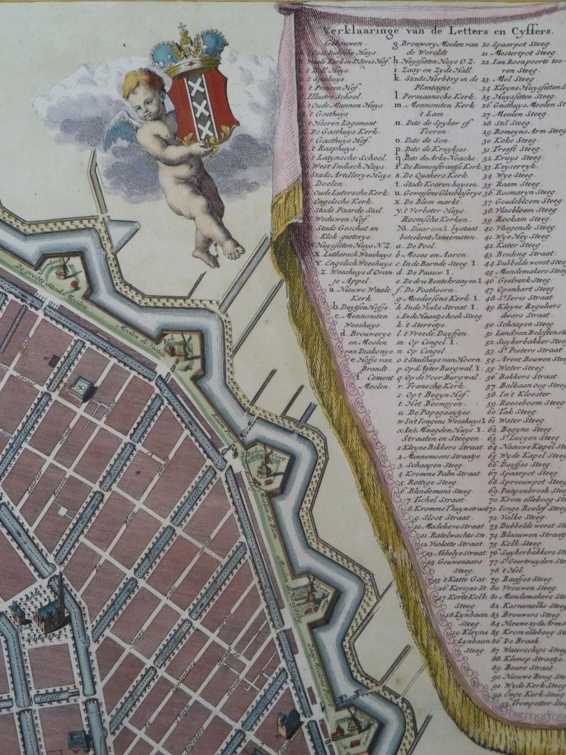 Hendrik de Leth kaart plattegrond stadsplattegrond Amsterdam 1734 € 975,00 - Plan tres exact de la fameuse ville marchande d'Amsterdam: in uitstekende staat!