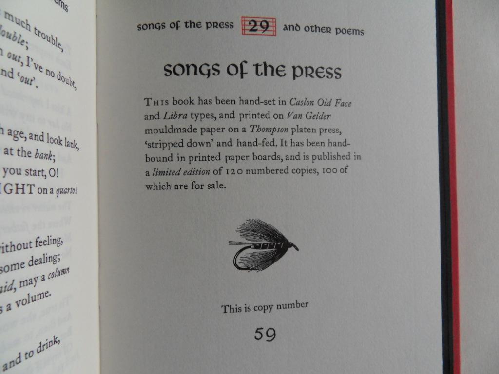 Rae, Thomas (editor). - Songs of the Press. [ Genummerd exemplaar 59 / 100 ]. [ compleet met de prospectus ].