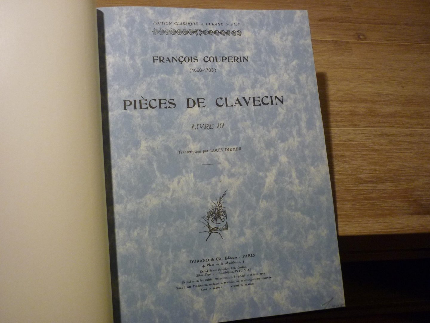 Couperin; François (1668–1733) - Pieces De Clavecin - Livre 3; voor Klavecimbel (transcription par Louis Diémer)