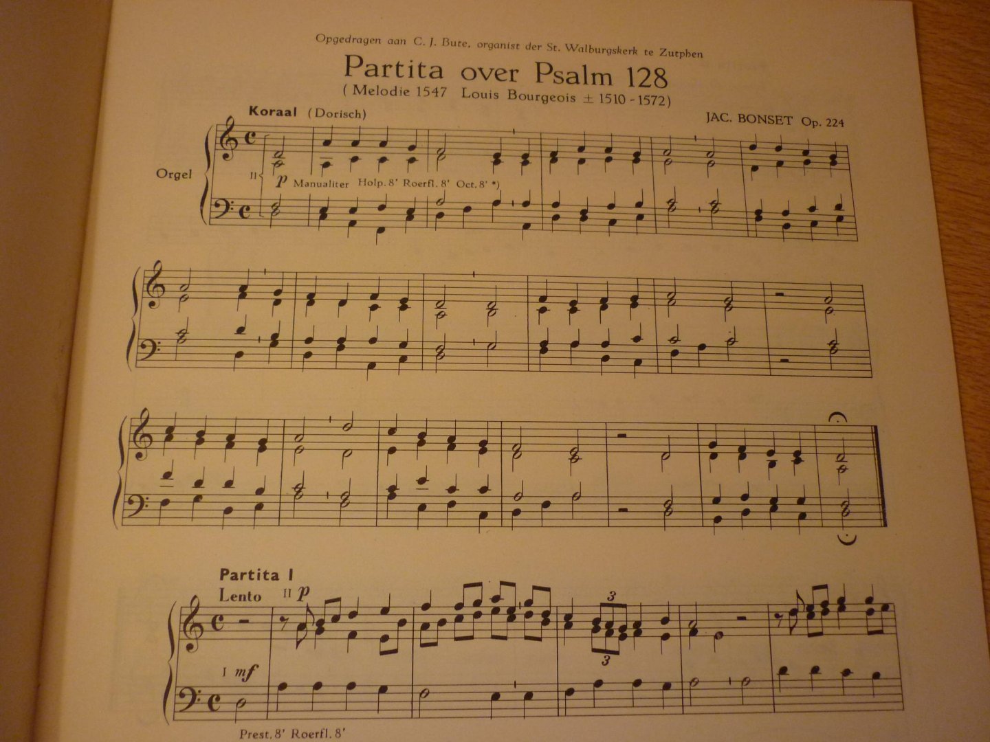 Bonset; Jac. - Partita over Psalm 128; Voor orgel; Opus 224