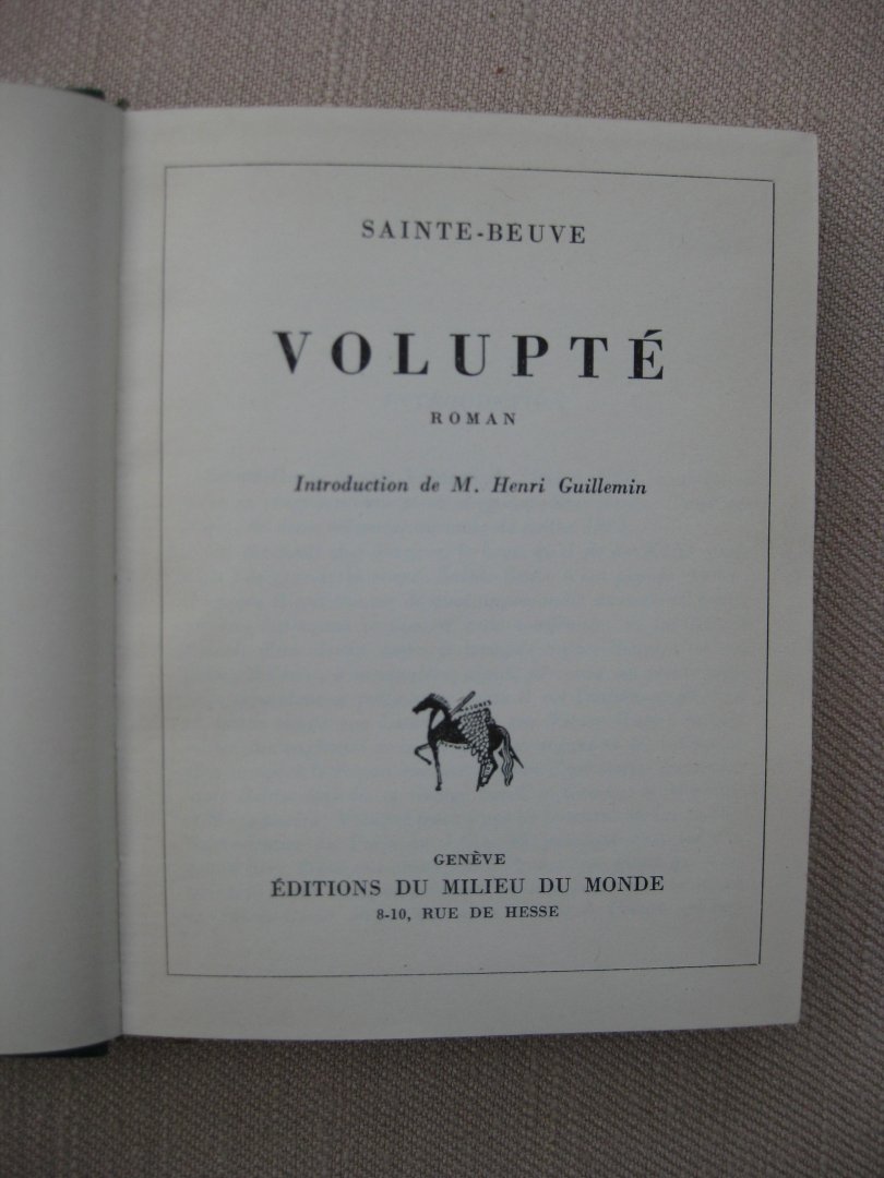 Sainte-Beuve - Volupté.