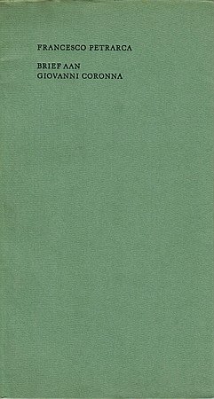 (LEOPOLD, J.H. (vert.)). PETRARCA - Brief aan Giovanni Coronna. Vertaald door J.H. Leopold.