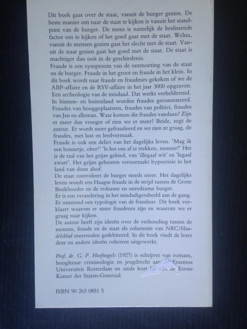 Hoefnagels, G.P. - Mensen, fraude en de staat
