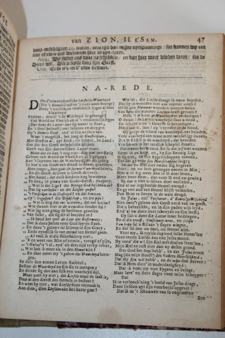 Lodensteyn, Jodocus van - J. van Lodensteyns beschouwinge van Zion: Ofte Aandagten en Opmwerkingen over den tegenwoordigen toestand van 't Gereformeerde Christen Volk. Gestelt in eenige t' Samen-spraken. WAARBIJ: Geestelyke Gedagten WAARBIJ: Predicatie over Ezech. 37:7, 8 WAA