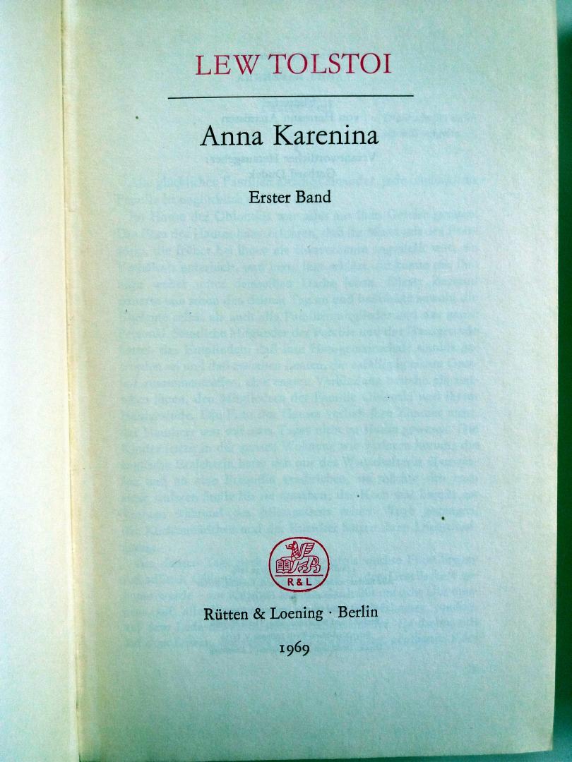 Tolstoi, Lew - Anna Karenina (DUITSTALIG) (Erster und zweiter Band)