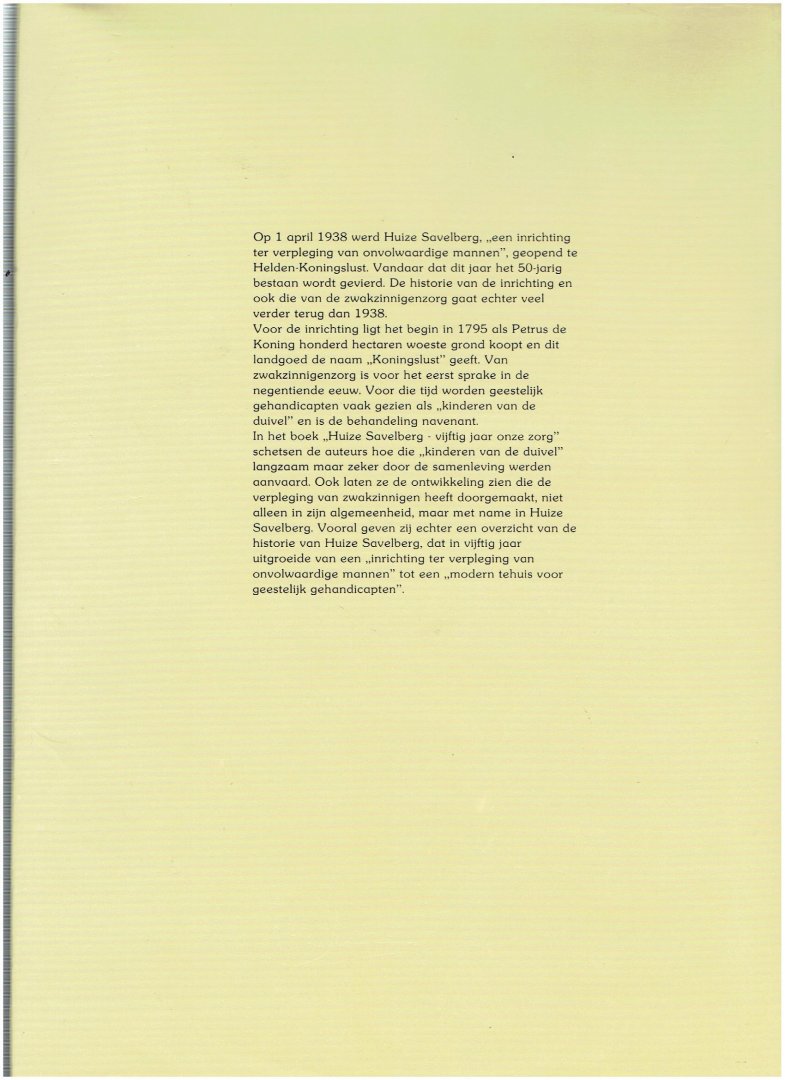  - huize savelberg vijftig jaar onze zorg