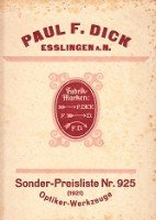 Paul F. Dick - Catalogue Paul F. Dick Esslingen