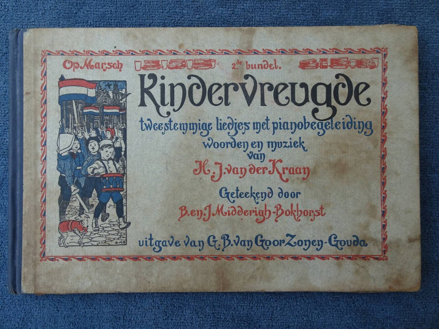 Kraan, H.J. van der & B. en J. Midderigh-Bokhorst. - Kindervreugde. Tweestemmige liedjes met pianobegeleiding, woorden en muziek. 2de bundel.