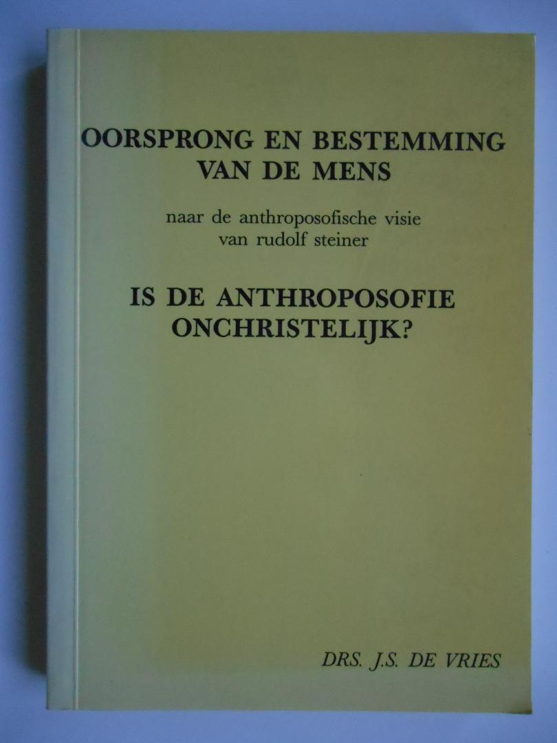 Vries, J.S. de. - Oorsprong en bestemming van de mens - Naar de anthroposofische visie van Rudolf Steiner.