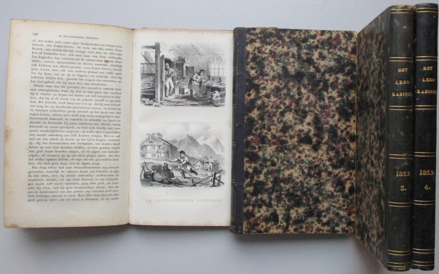 Redactie - Het Leeskabinet; Mengelwerk tot Gezellig Onderhoud voor beschaafde kringen 1852 4 vols text complete with plates