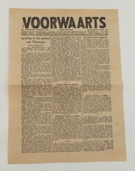 Voorwaarts - - Voorwaarts, 25ste jaargang nummer 7535 Nood-Uitgave, Donderdag 2 Nov. 1944