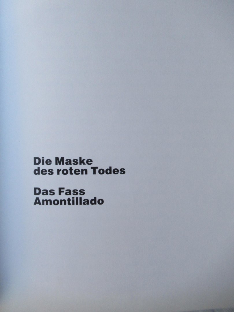 Poe, Adgar Allan - Zwei Erzählungen. Die Maske des roten Todes - Das Fass Amontillado