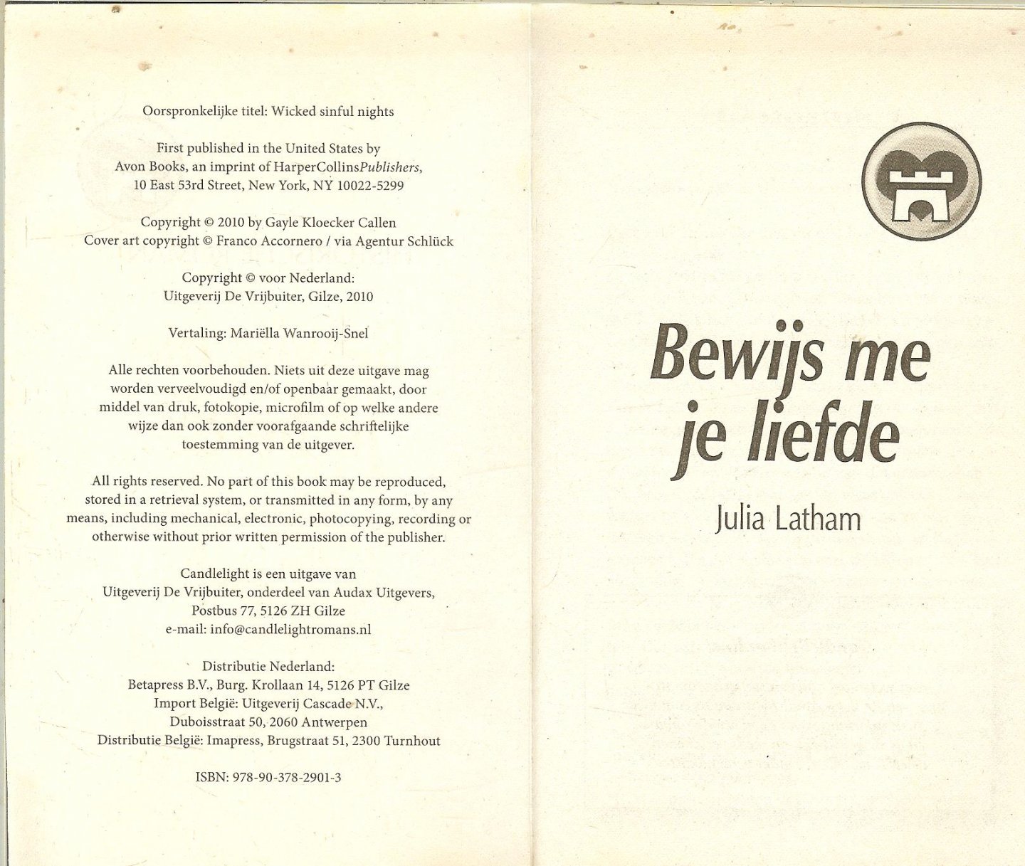 Latham Julia  Vertaling  Marielle Wanrooy-Snel - Bewijs me je liefde Candlelight Historische roman 915
