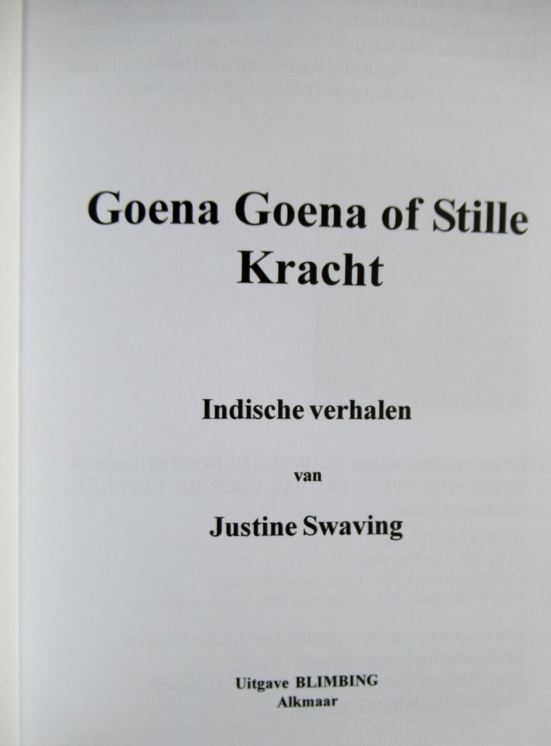 Swaving, Justine - Goena goena