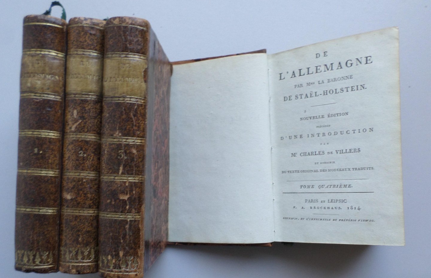 Villers, C. de - De L'allemagne par Mme la Baronne de Staël-Holstein (4 volumes)